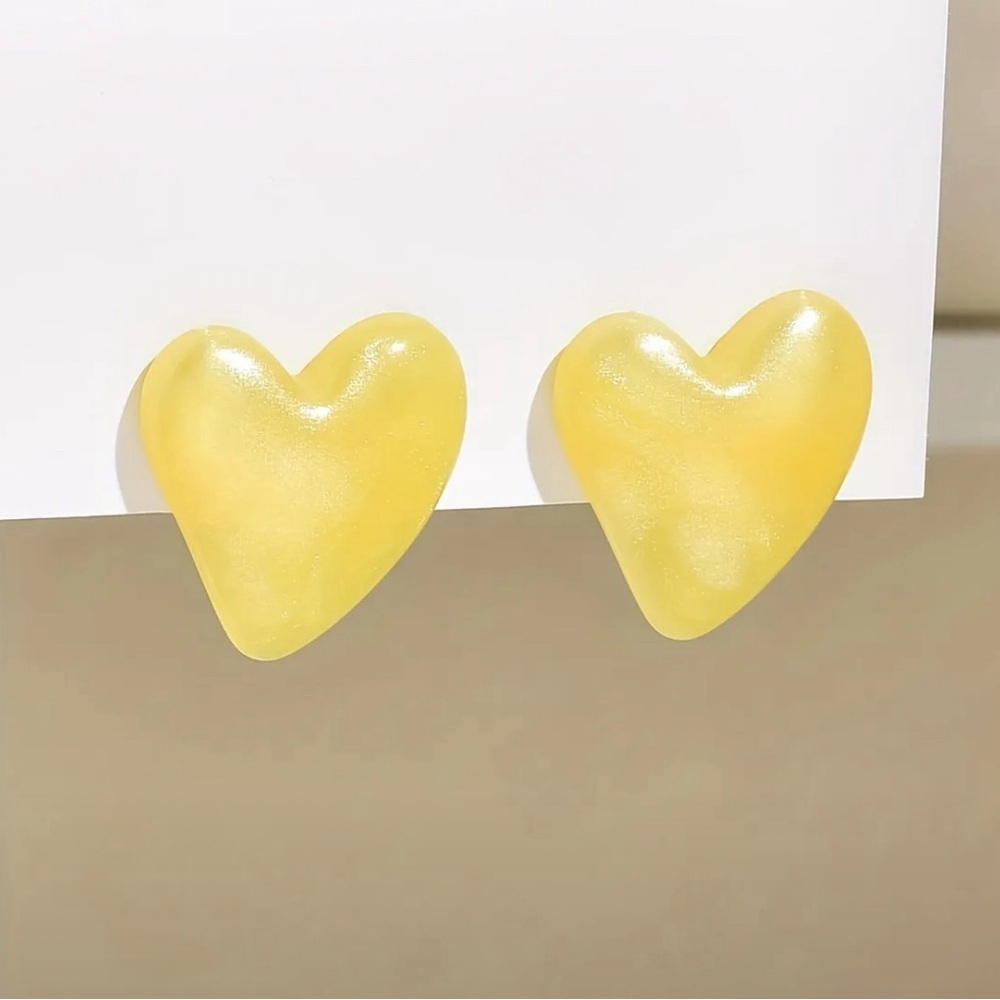 Yellow Heart Earrings